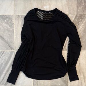 Lorna Jane Black Long Sleeve Mesh Top